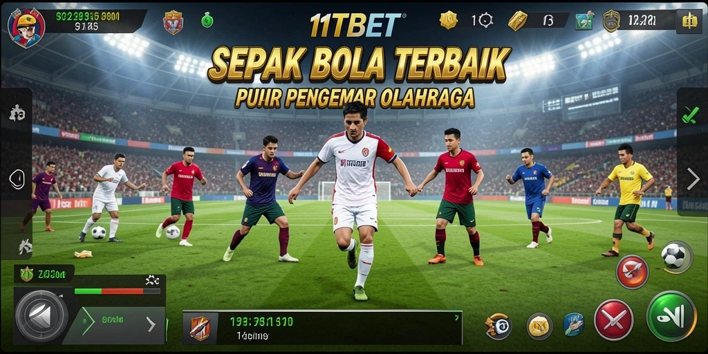 Tampilan gameplay mendebarkan dalam permainan sepak bola 11TBET.