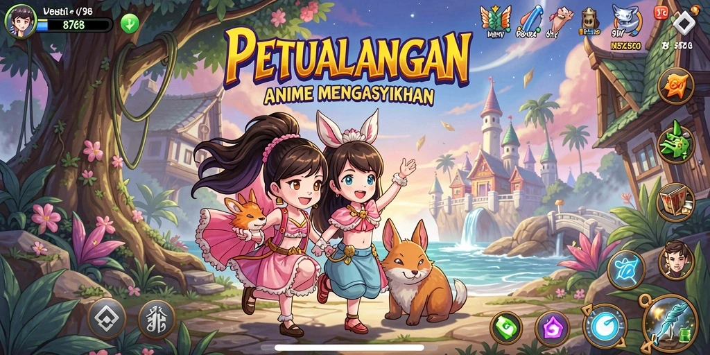 Tampilan gameplay yang seru dan memikat di dunia anime.
