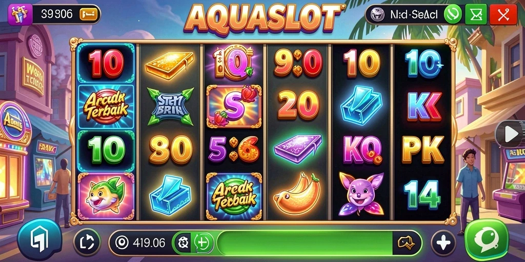 Screenshot AQUASLOT menampilkan gameplay slot yang seru dan menarik.