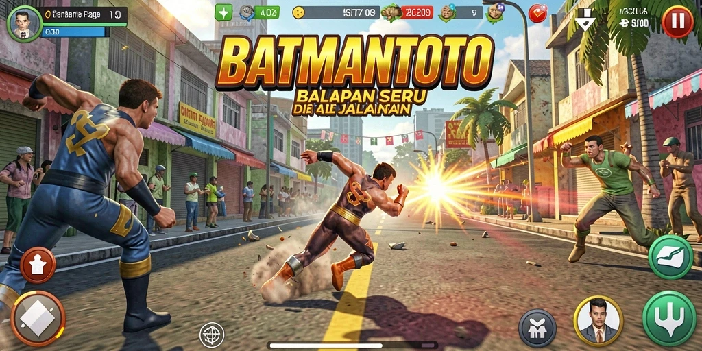 Tampilan aksi balapan seru dalam BATMANTOTO.