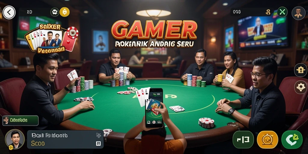 Tampilan gameplay seru dalam aplikasi GAMERP Poker.
