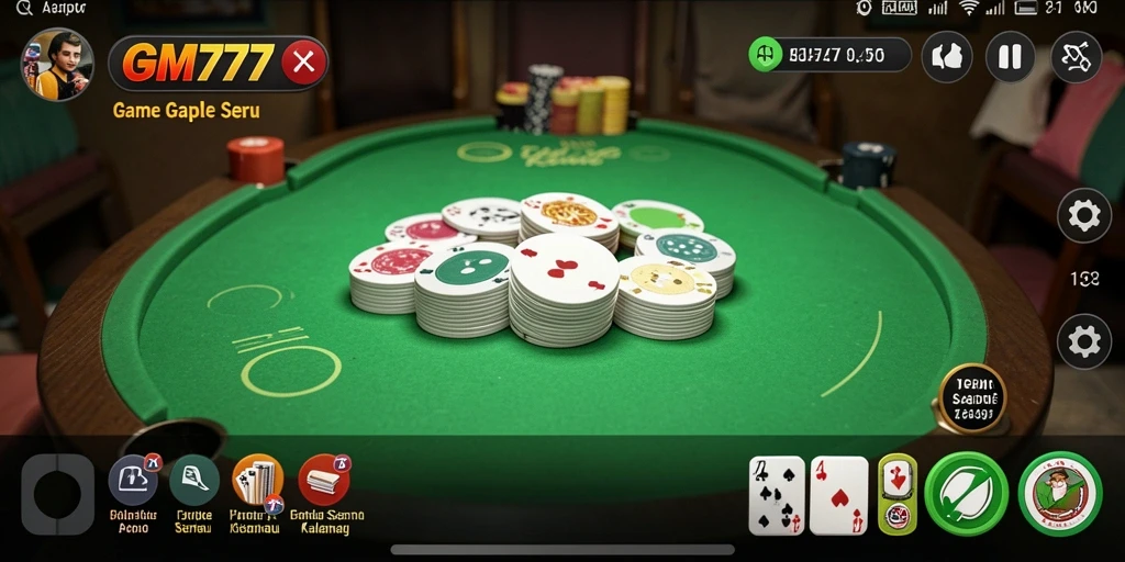 Screenshot gameplay Gaple dari GM777 yang penuh aksi.