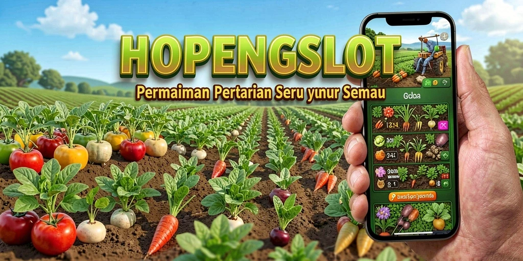 Tampilan gameplay HOPENGSLOT dengan aktivitas pertanian yang menyenangkan.
