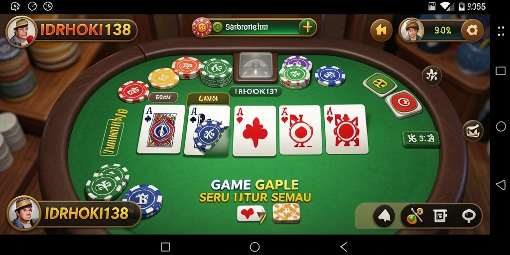Tampilan gameplay seru dalam aplikasi Gaple IDRHOKI138.