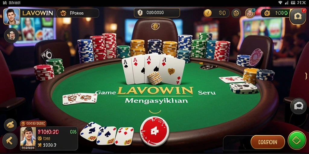 Tampilan gameplay poker seru dan menegangkan di LAVOWIN.