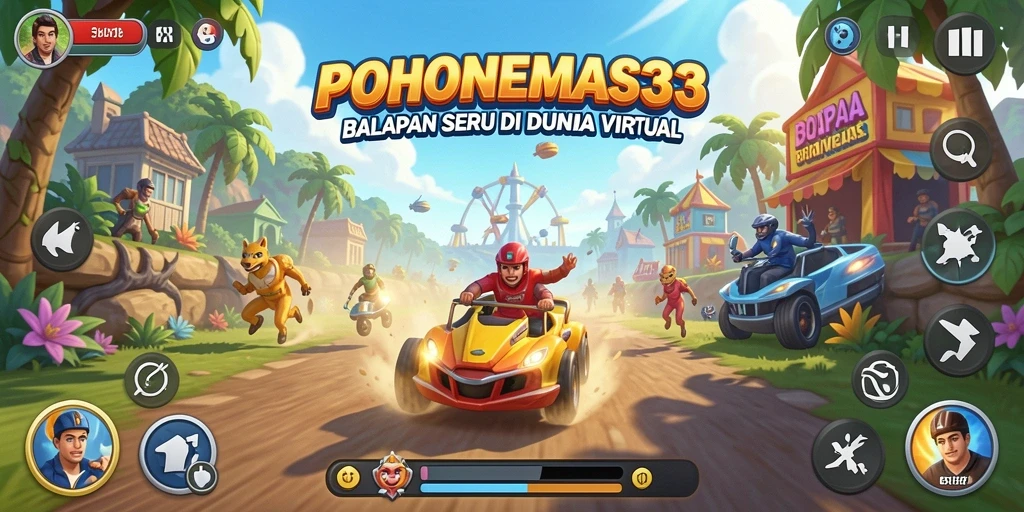Gameplay menegangkan dengan balapan seru dalam POHONEMAS33.