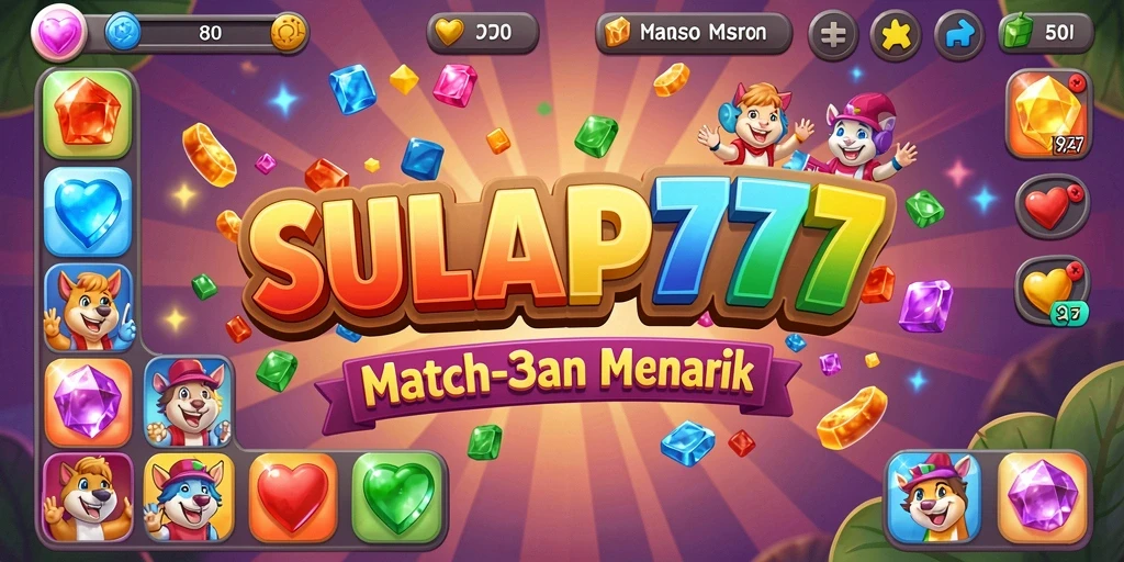Tampilan gameplay SULAP777 dengan level Match-3 yang menarik.