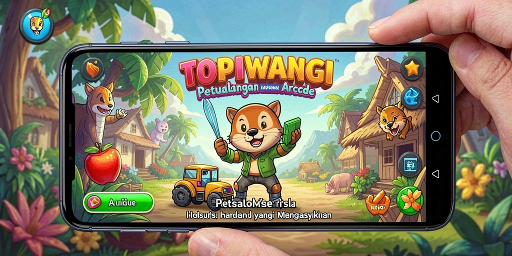 Screenshot gameplay seru dari TOPIWANGI yang menampilkan aksi arcade yang mendebarkan.