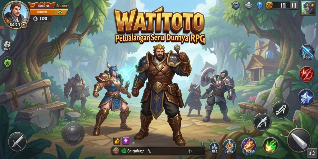 Screenshot utama WATITOTO menampilkan aksi pertempuran RPG yang mendebarkan.